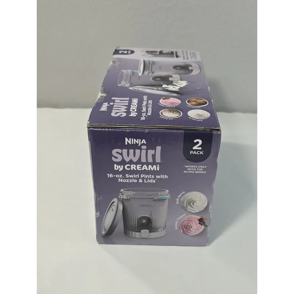 Ninja - Swirl by CREAMi Pints and Lids, 2 Pack - Grey Lids NC7000 OEM Ninja